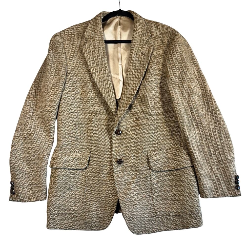 Vintage Beckwith Harris Tweed Sport Coat Brown 100% Pure Scottish Wool Jacket-42